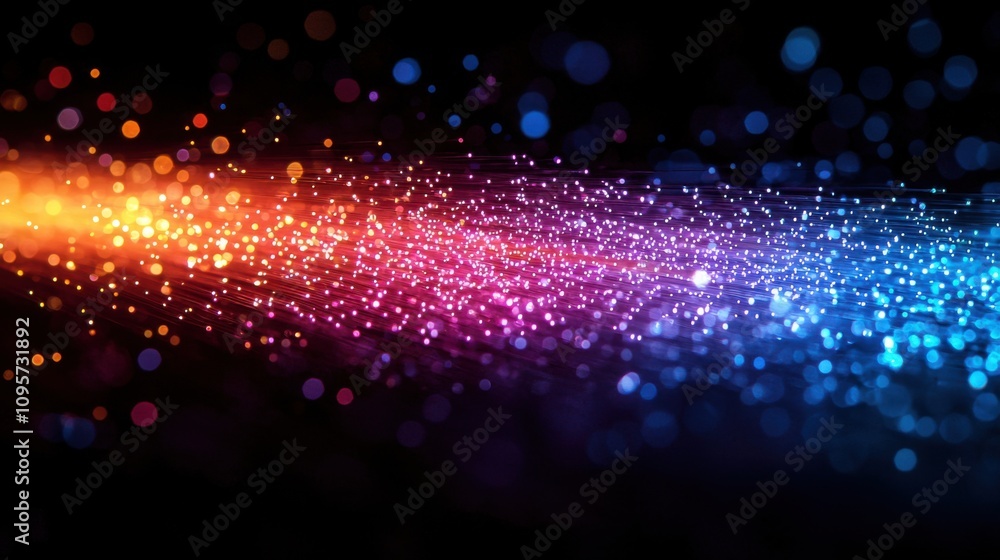 Fototapeta premium Abstract Colorful Fiber Optics Background Technology Network Data Speed Connectivity Light Sparkle