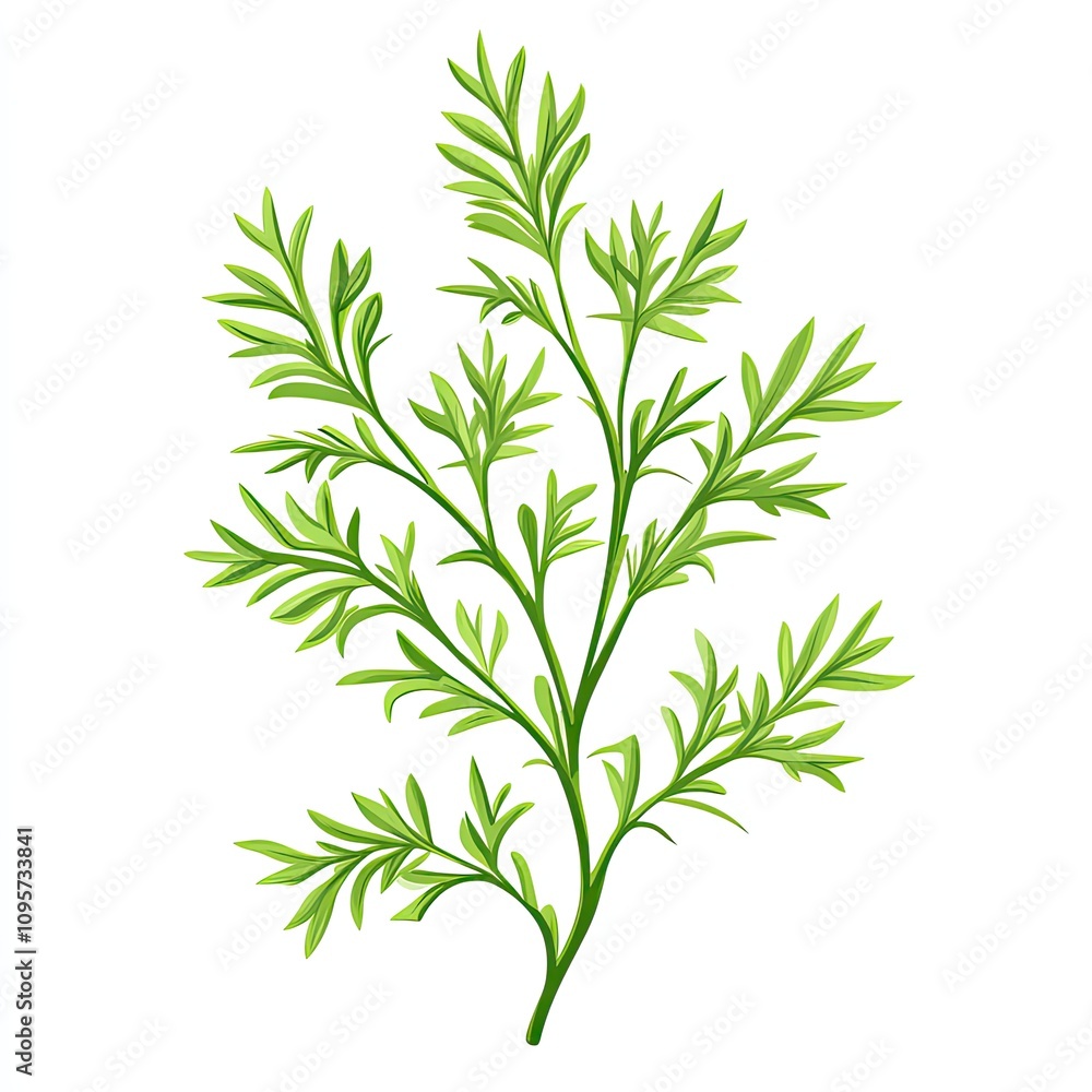 Fototapeta premium Wormwoos Plant Leaf, Generative AI