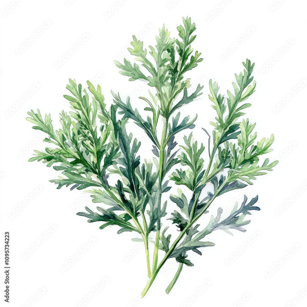 Obraz premium Wormwoos Plant Leaf, Generative AI