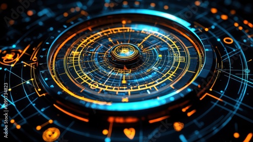 Wallpaper Mural Futuristic Tech HUD Interface Digital Circular Design Torontodigital.ca