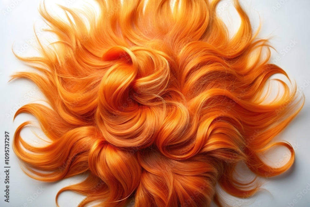Fluffy Orange Hair on White Background - Aerial Photography of Vibrant Textures and Colors for Creative Projects Fluffy Orange Hair on White Background - Aerial Photography of Vibrant Textures and Colors for Creative Projects