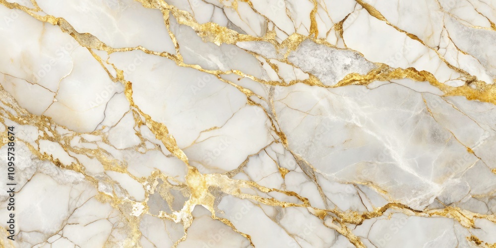 Elegant White and Gold Marble Texture with Intricate Veining for Luxurious Design and Decor