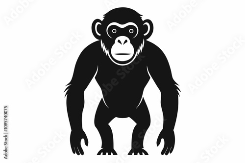 chimpanzee silhouette vector for white background illustration 