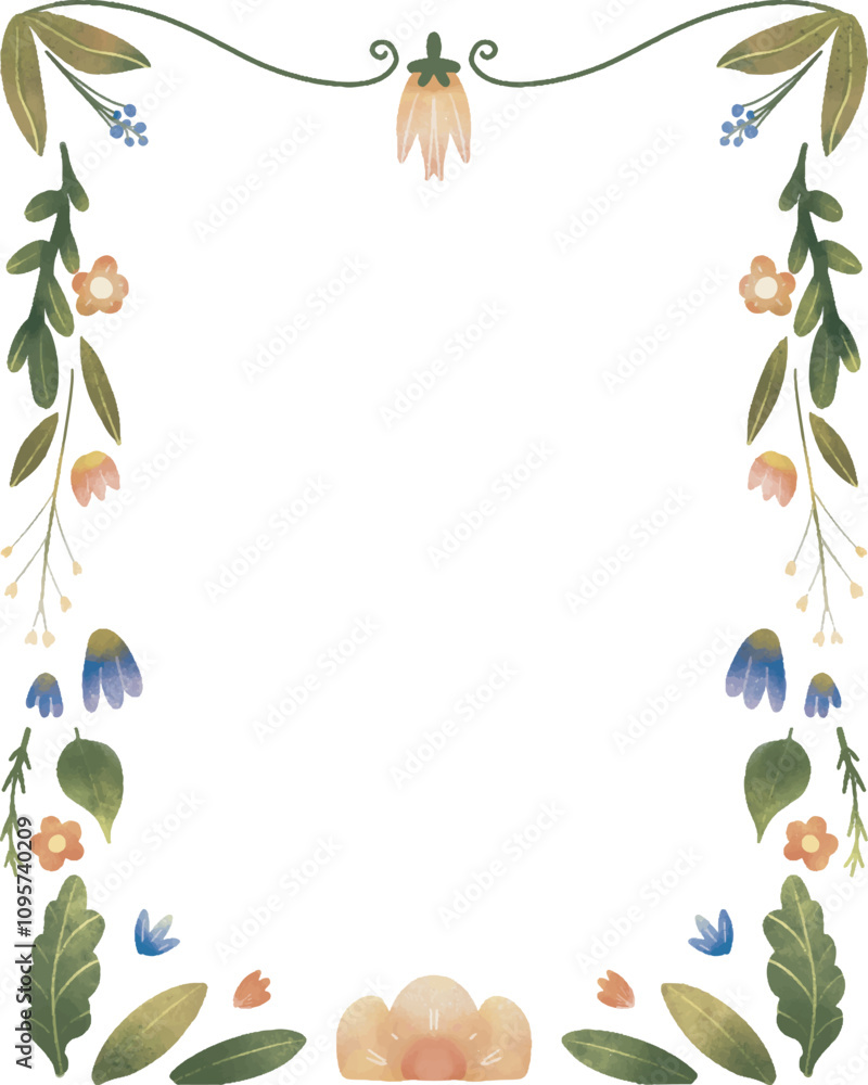 Naklejka premium frame of flowers, square frame of flowers, hand drawn in watercolor isolated on a white background. Floral watercolor illustration, ideal for invitations, greeting, card