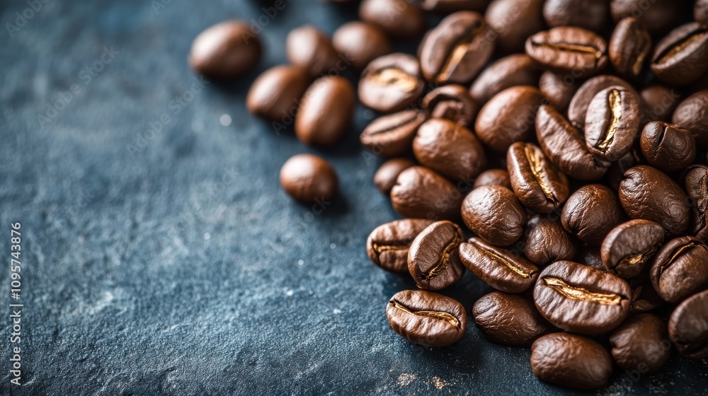 A close-up of roasted coffee beans on a dark surface, showcasing their rich texture and color. A close-up of roasted coffee beans on a dark surface, showcasing their rich texture and color.