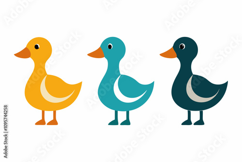 Duck flat color art illustration.