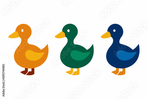 Duck flat color art illustration.