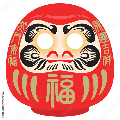 縁起物のだるまのベクターイラスト（白目）