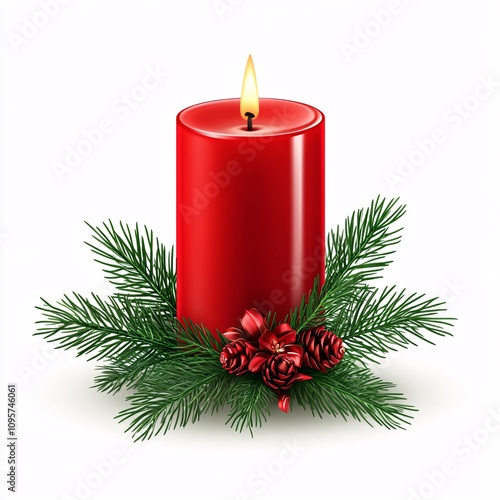 christmas candle with holly