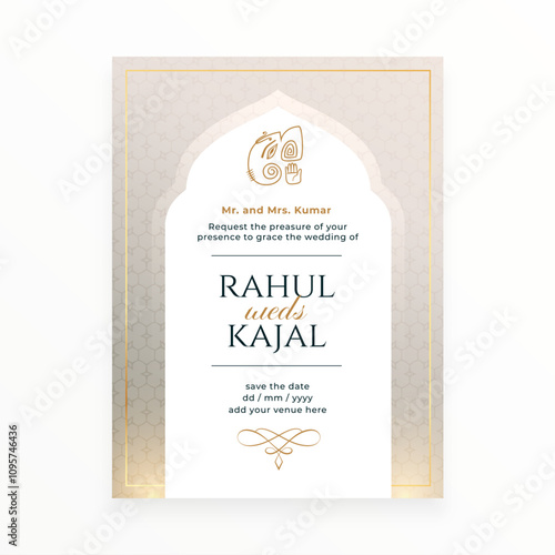 stunning indian wedding or reception invitation card for party celebration