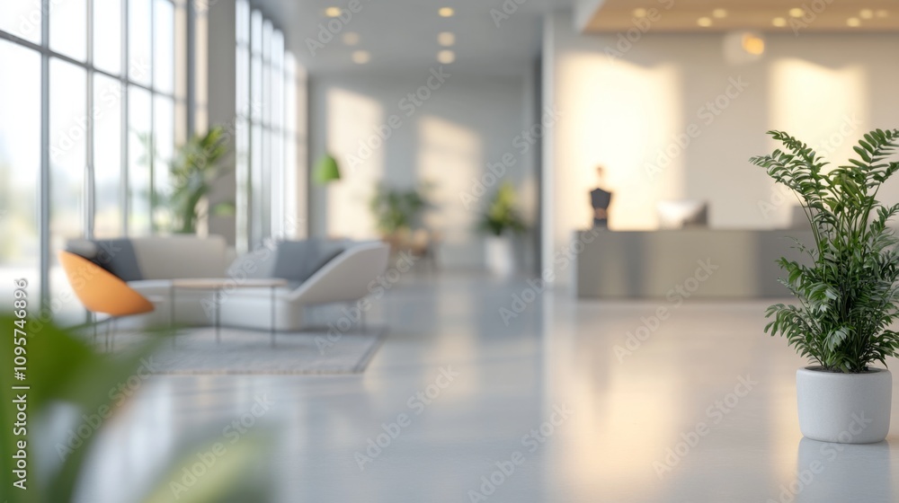 Fototapeta premium Modern office interior design urban workspace photography contemporary setting wide-angle view minimalist concept for productivity