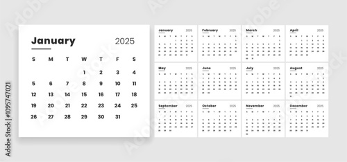 simple 2025 desk calendar with individual months