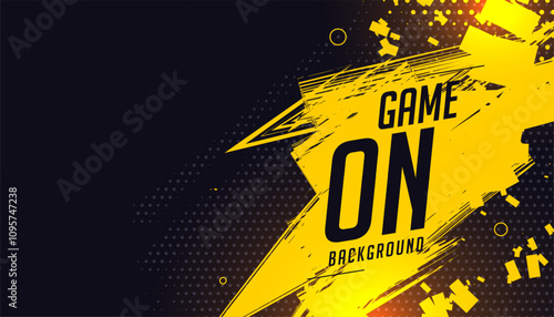 black and yellow game on sporty background with grungy effect