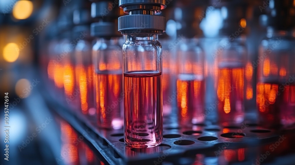 Pharmaceutical vials in a laboratory setting Pharmaceutical vials in a laboratory setting
