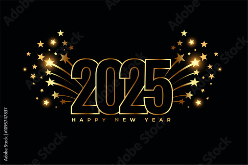 modern 2025 new year festive background with bursting star