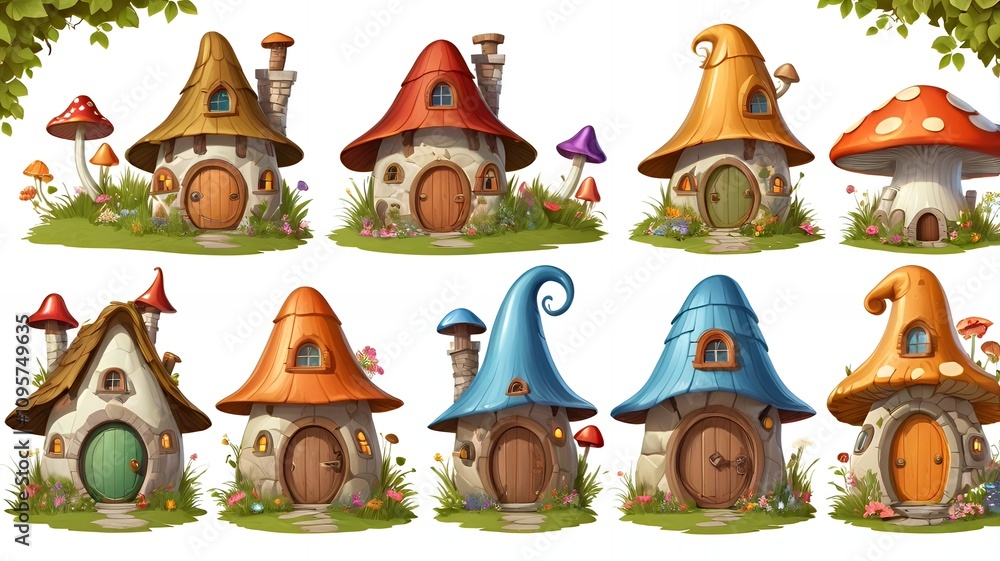 Naklejka premium Cartoon house illustration set