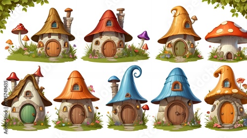 Cartoon house illustration set