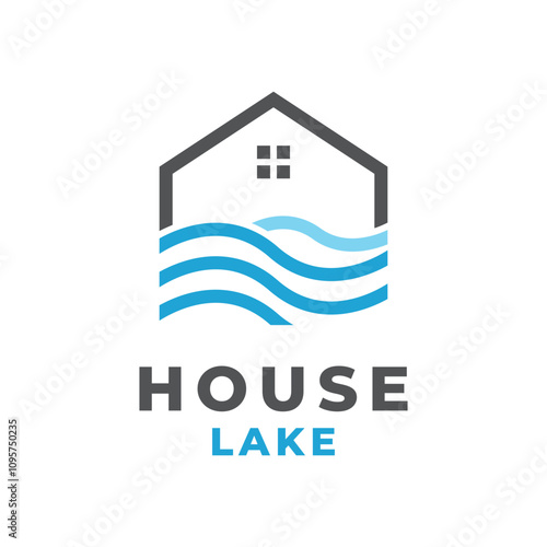 lake house river logo design concept idea