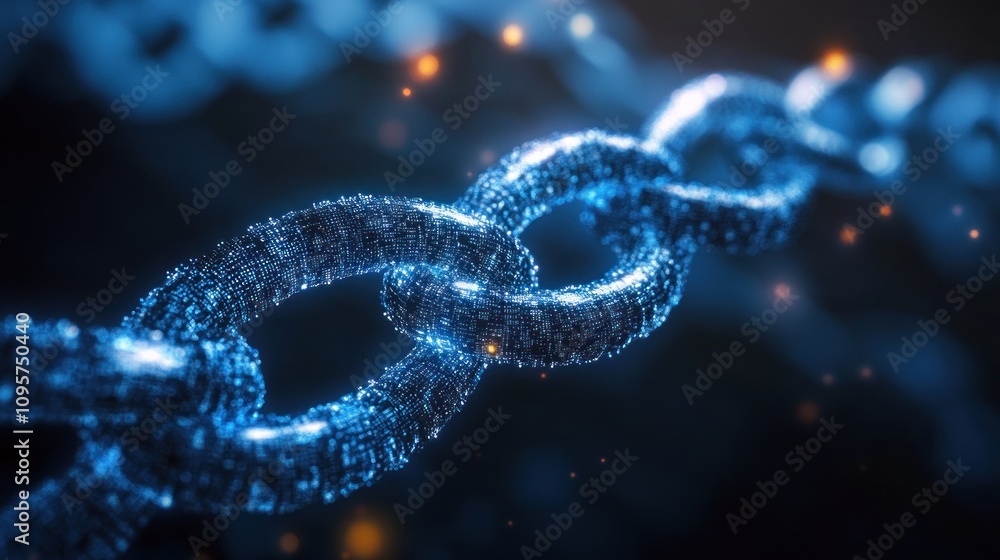 A close-up of a digital chain link, symbolizing connectivity and technology. A close-up of a digital chain link, symbolizing connectivity and technology.