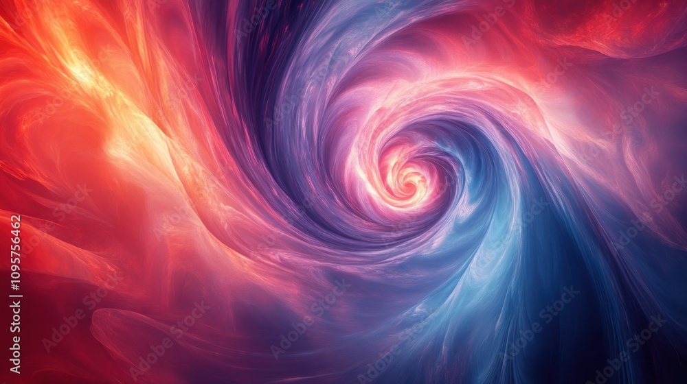 Obraz premium A vibrant swirling abstract design blending warm and cool colors.