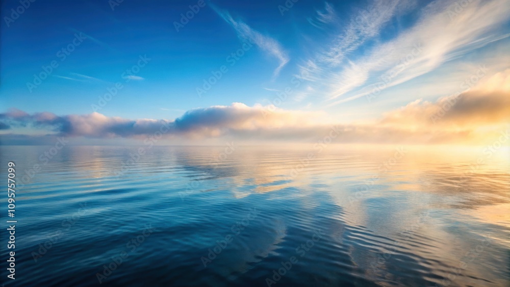 Fototapeta premium Sea ripple water with morning fog, ocean, serene, peaceful, tranquil, misty, foggy, dawn, water, rippling, reflections, nature