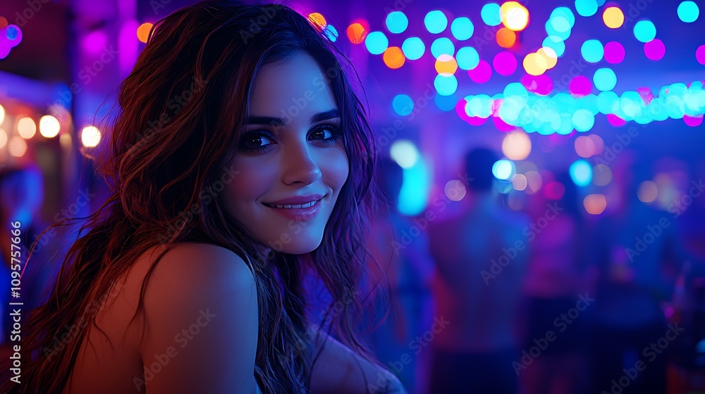 Group of Friends Enjoying a Vibrant Rooftop Party with Colorful Lights and Joyful Atmosphere During a Memorable Night Out Group of Friends Enjoying a Vibrant Rooftop Party with Colorful Lights and Joyful Atmosphere During a Memorable Night Out