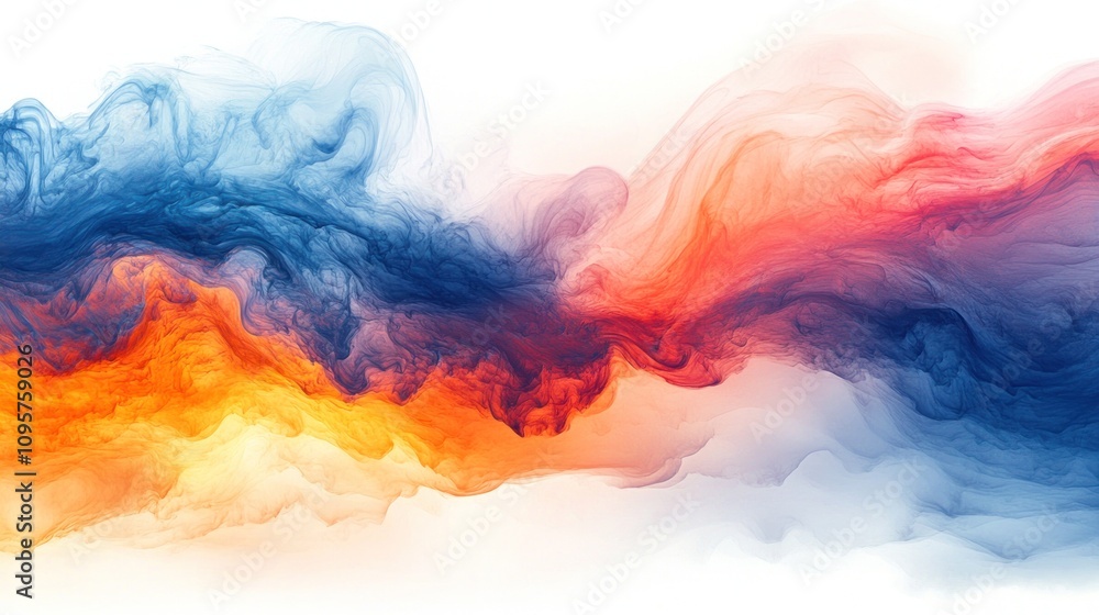 Fototapeta premium Abstract colorful smoke waves blending in vibrant hues.