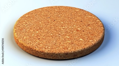 Round cork circle on a smooth surface with natural texture