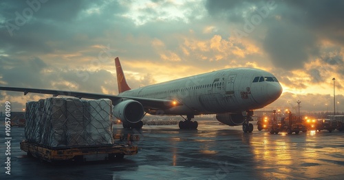 Wallpaper Mural Airplane on the Runway at Dawn Torontodigital.ca