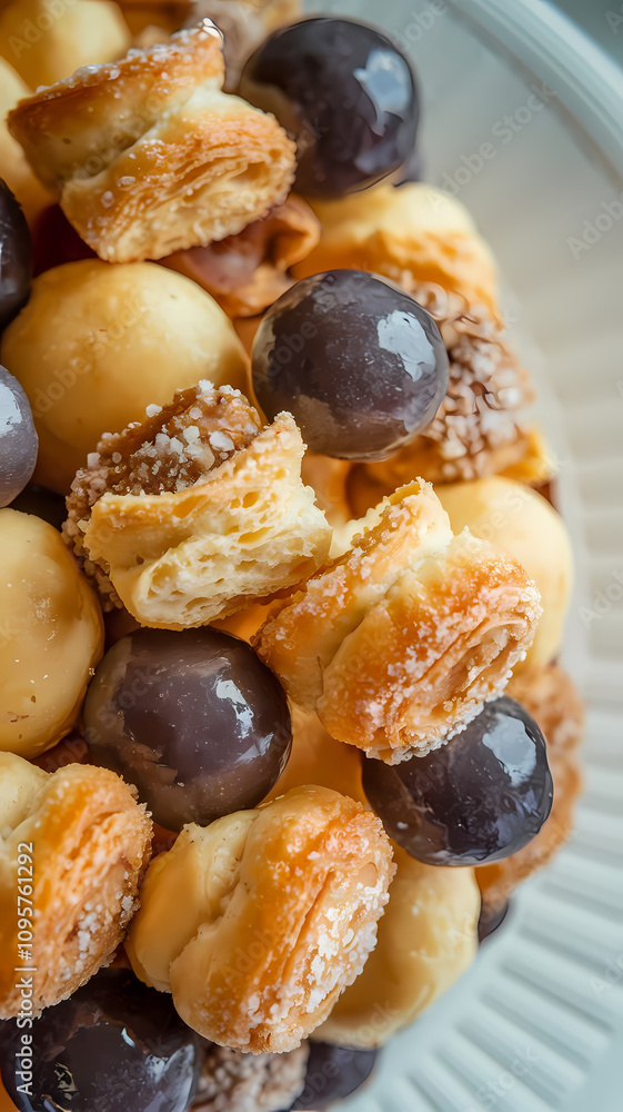 Arrangement of Glazed and Flaky Pastries Arrangement of Glazed and Flaky Pastries