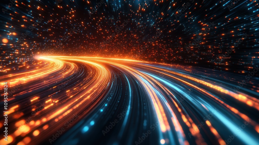 Abstract Light Trails and Glowing Particles Abstract Light Trails and Glowing Particles