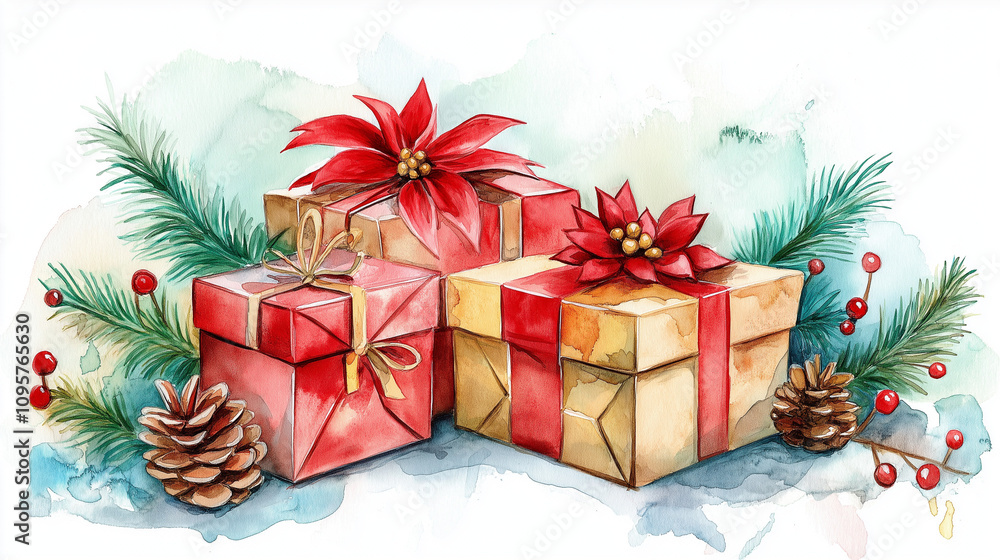 WATERCOLOR ILLUSTRATIONS, CHIRISTMAS GIFT WATERCOLOR ILLUSTRATIONS, CHIRISTMAS GIFT