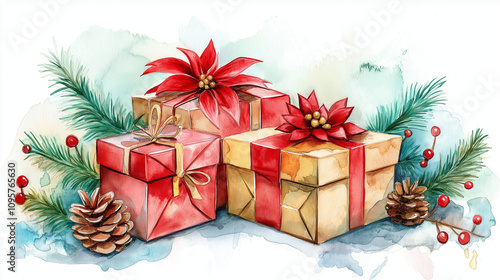 WATERCOLOR ILLUSTRATIONS, CHIRISTMAS GIFT