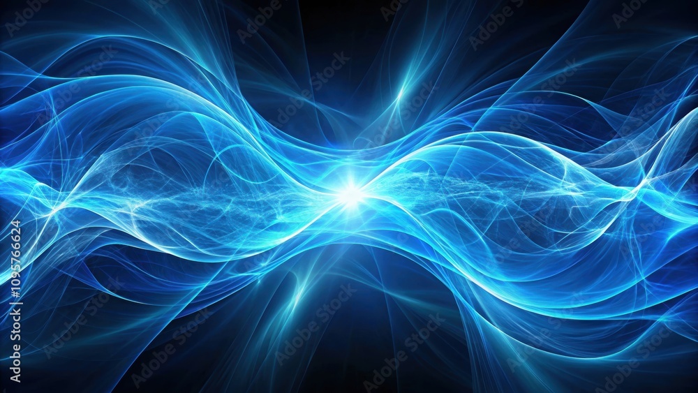 Obraz premium Fractal blue plasma waves abstract futuristic background, fractal, blue, plasma, waves, abstract