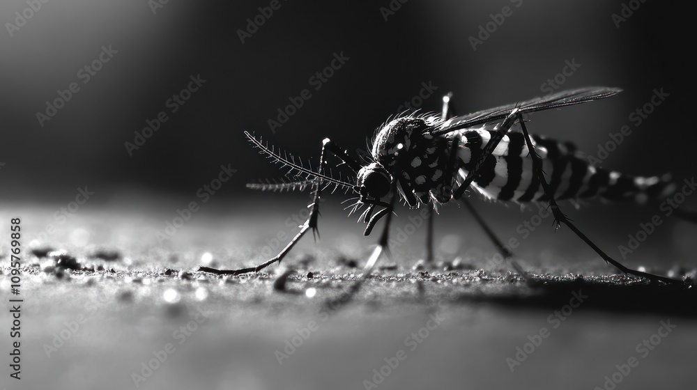 Fototapeta premium Close-up monochrome mosquito. (1)
