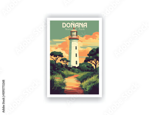 Doñana National Park. Vintage Travel Posters. Vector illustration. Famous Tourist Destinations Posters Art Prints Wall Art and Print Set Abstract Travel for Hikers Campers Living Room Decor