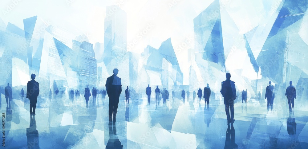 Silhouettes of businessmen walking on a abstract city background. Silhouettes of businessmen walking on a abstract city background.