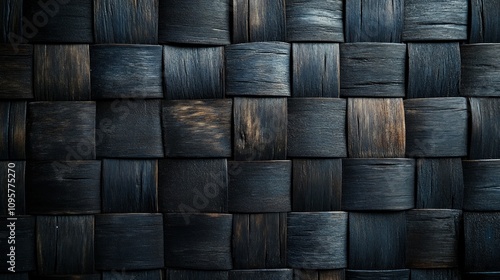 Dark brown woven wood texture background. photo