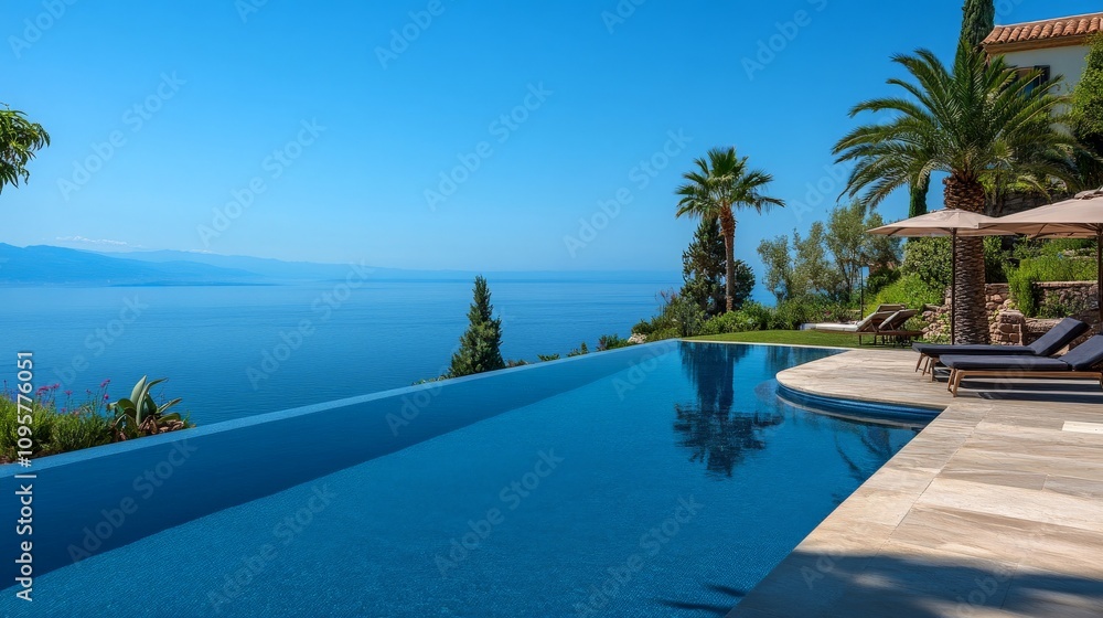Luxurious Infinity Pool Overlooking Mediterranean Sea Luxurious Infinity Pool Overlooking Mediterranean Sea