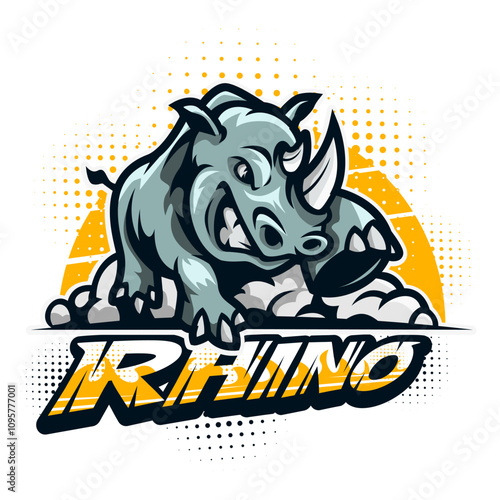 Playful vibrant versatile rhinoceros cartoon mascot logo