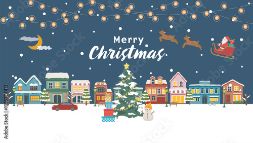 クリスマスの街並み　クリスマスツリー（フルHD 16:9サイズ）