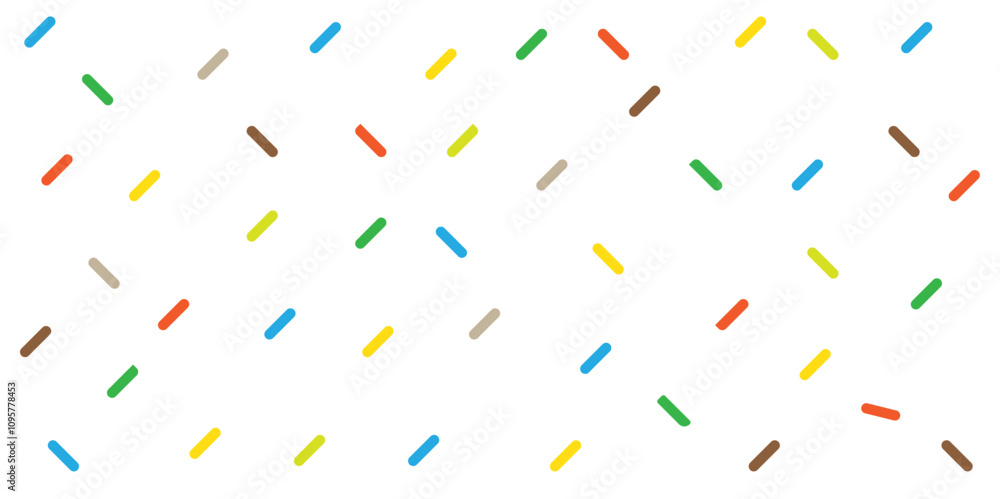 Rainbow sprinkles on white as a seamless pattern. Cute party bg with confetti. Ice cream and bakery topping. Holiday vector illustration Rainbow sprinkles on white as a seamless pattern. Cute party bg with confetti. Ice cream and bakery topping. Holiday vector illustration