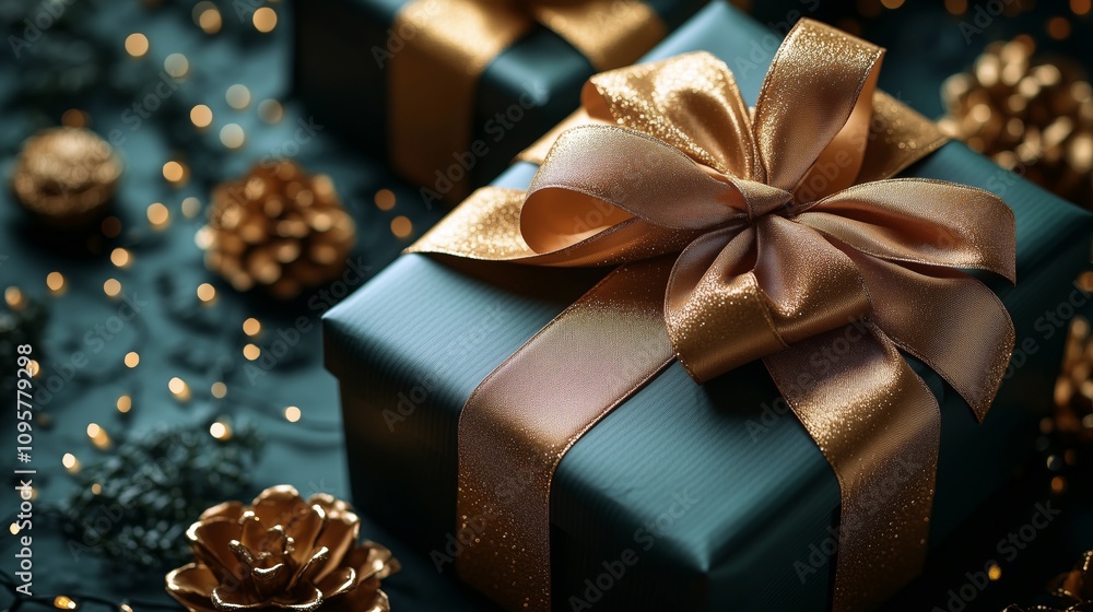Elegant Holiday Gifts Decorated with Rich Bows and Gold Accents Elegant Holiday Gifts Decorated with Rich Bows and Gold Accents