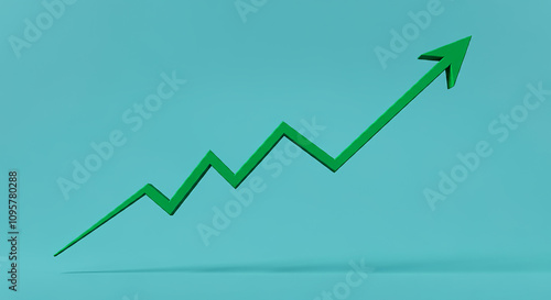 A green rising trend graph on a blue background signifies the expansion , prosperity , and profitable performance of a corporation (2)