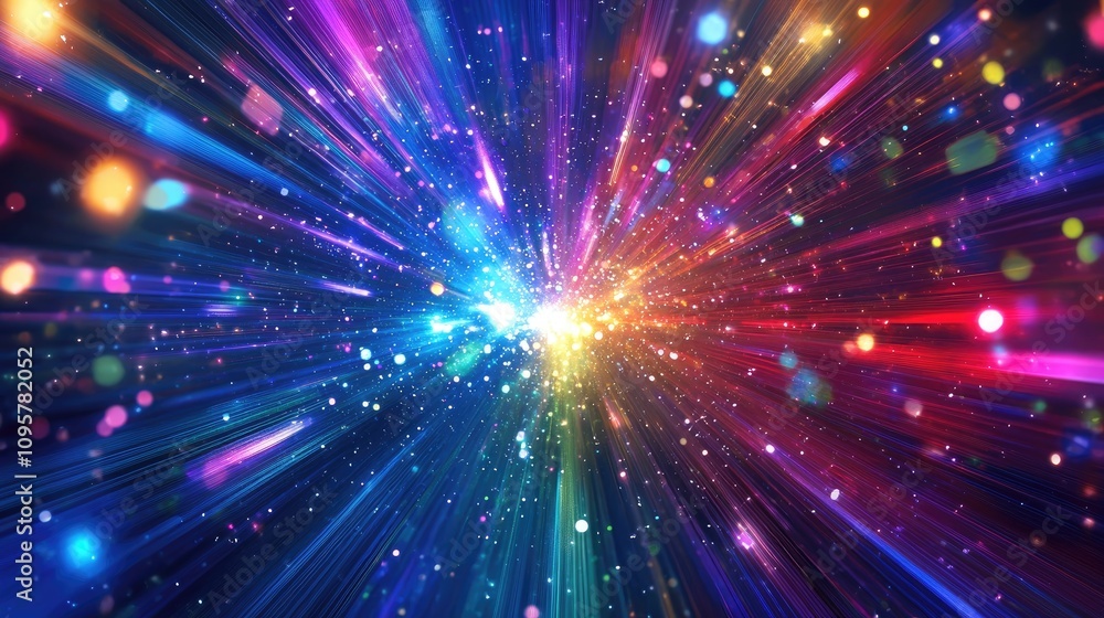 A DJastronaut at the center with beams of colorful lights radiating outward, creating a high-energy party atmosphere. A DJastronaut at the center with beams of colorful lights radiating outward, creating a high-energy party atmosphere.