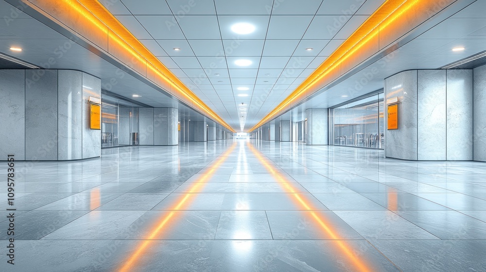 Modern Architectural Corridor: A Stunning Perspective of Clean Lines and Bright Lighting Modern Architectural Corridor: A Stunning Perspective of Clean Lines and Bright Lighting