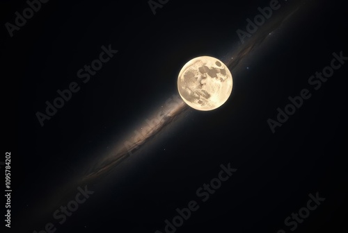 A supermoon observed in alignment with another galaxy although t photo