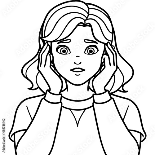 girl ears close by her fingers