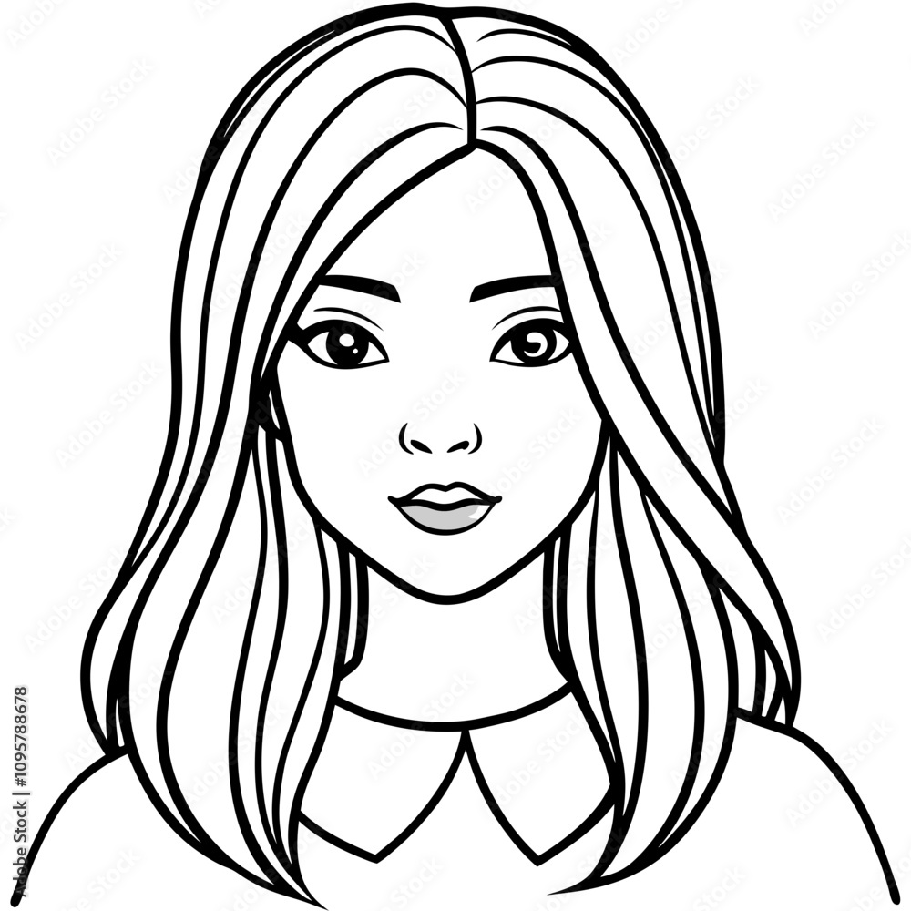 girl with beautiful straight hair illustration girl with beautiful straight hair illustration