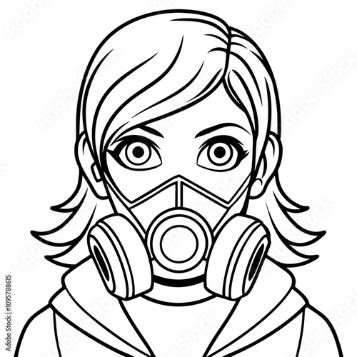 girl wearing a gas mask-